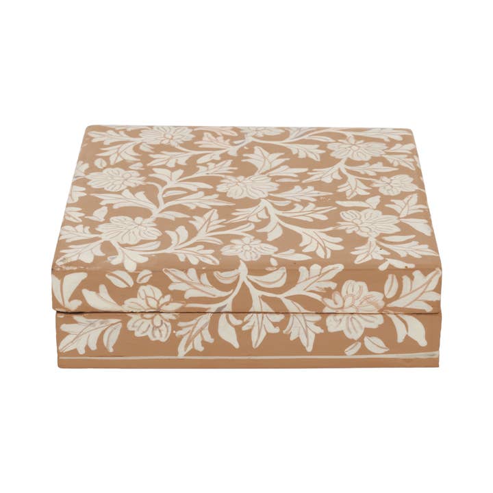 À la collection - Wholesale Decorative box - Floral print box square mud