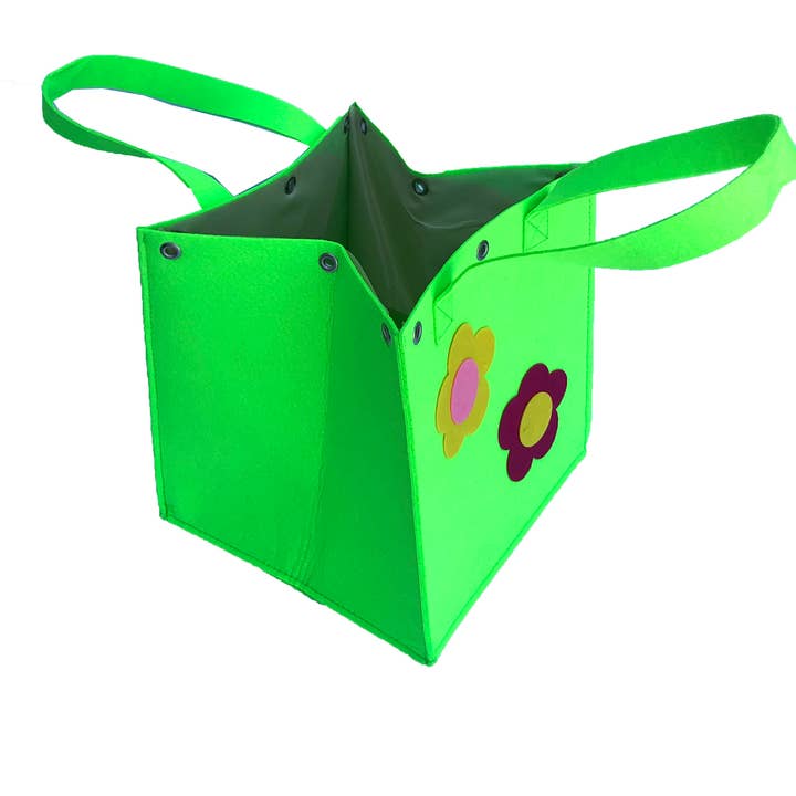 8" Square felt bag ( Premium Quality) -Lime green with Liner for wholesale by Bospak