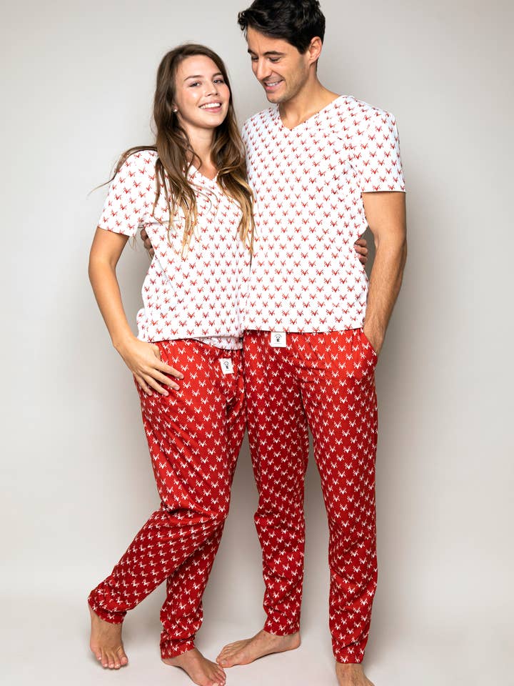 Fancy Deer - Unisex Lang-Pyjama-Set aus Bio-Baumwolle für den Großhandel von Happy Pijama