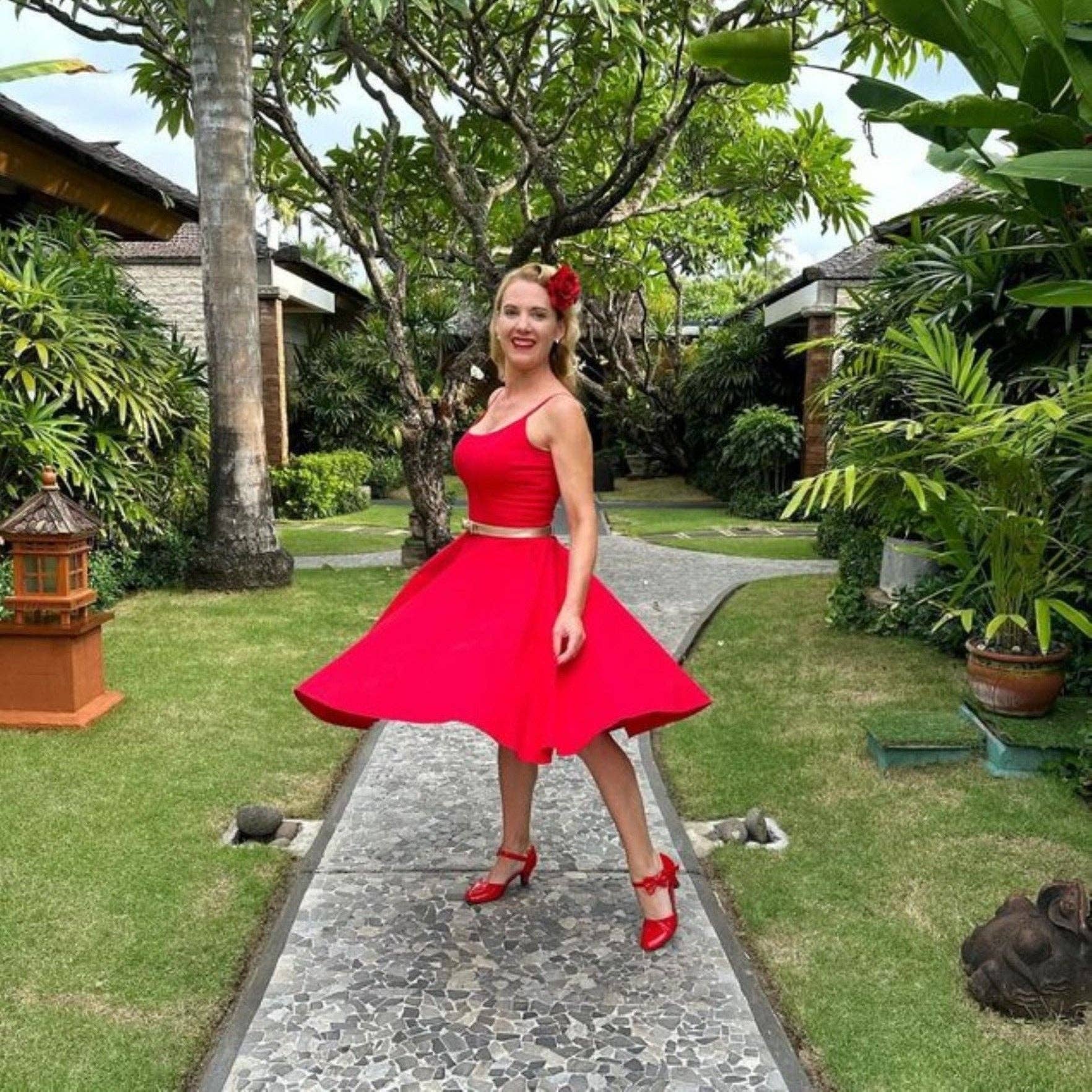 Tatyana Clothing - Vente Robe – femme - Robe midi Peggy évasée inspirée rétro14