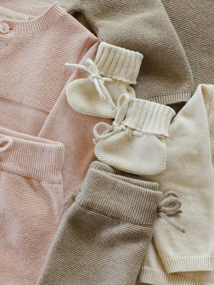 Quincy Mae - Wholesale Booties - Baby - Knit Booties Heathered Natural1