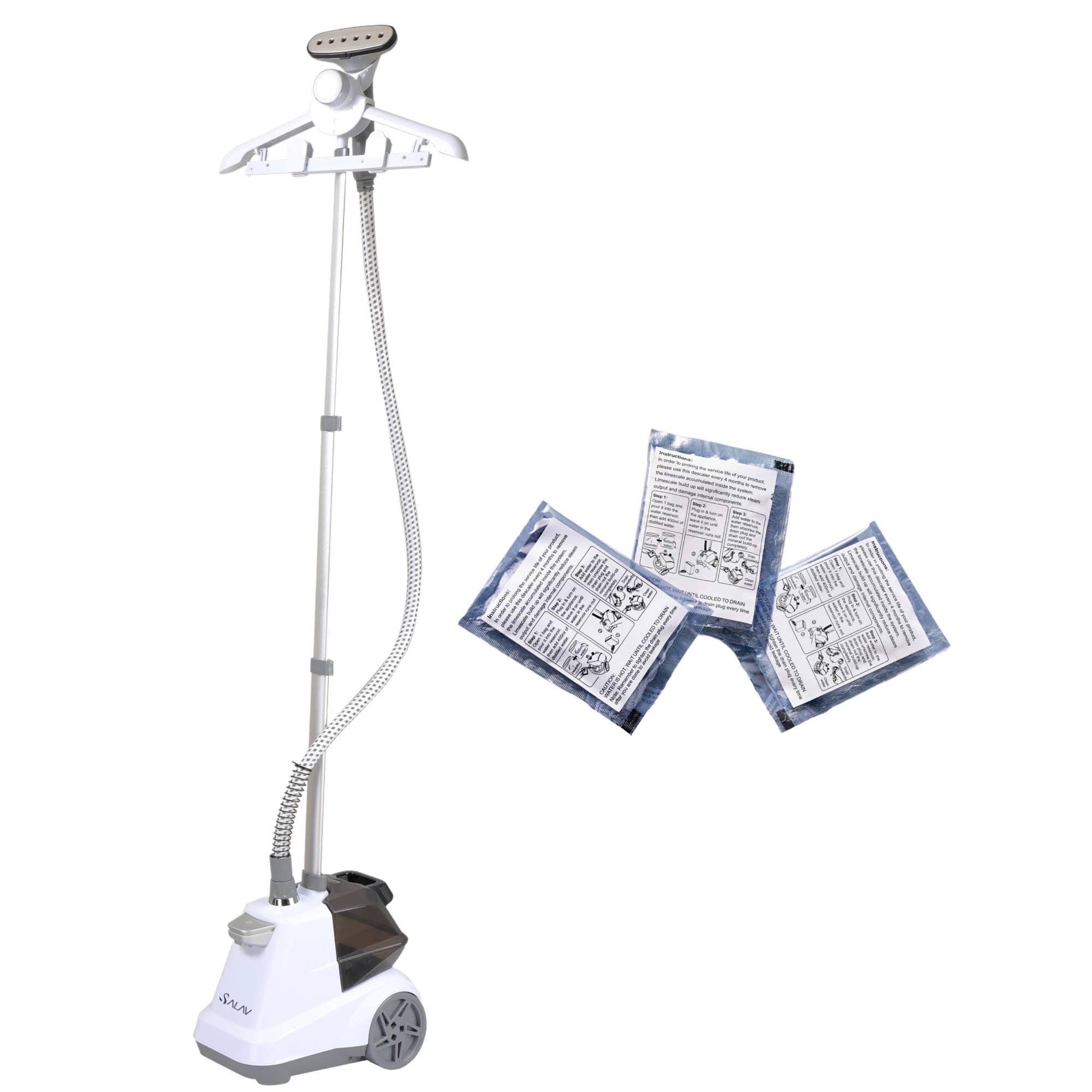 Salav-True & Tidy - Wholesale Steamer - Commercial Full-Size Garment Steamer w/ 3pc Descaler Packets22