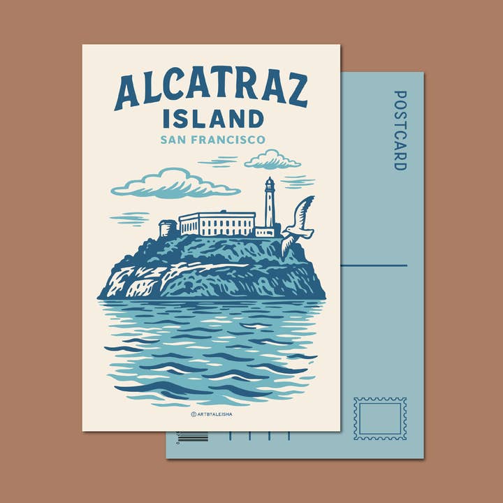 San Francisco Alcatraz Island Retro Postcard for wholesale by By Aleisha
