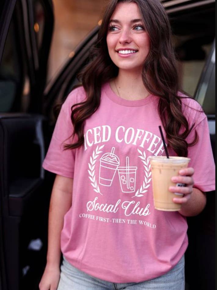 Jadelynn Brooke - Wholesale Screen Printed T-Shirt - Women's - K&C Iced Coffee Social Club - SS (Petal)