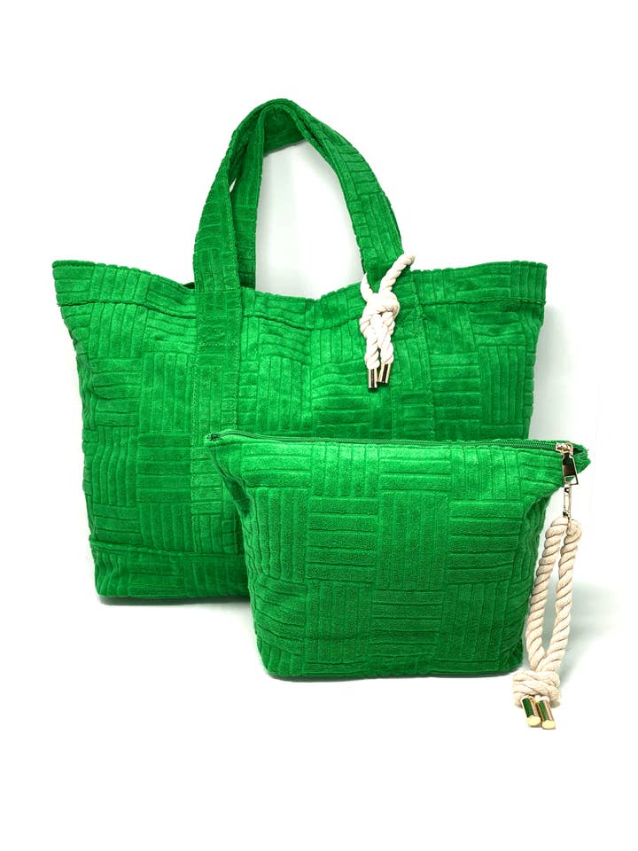 Ensemble de week-end Lima Green Terry avec pochette imperméable pour la vente par Bette