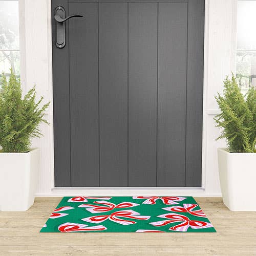 Deny Designs - Wholesale Door Mat - Dominique Vari Words Kitsch Christmas Ribbons Welcome Mat1