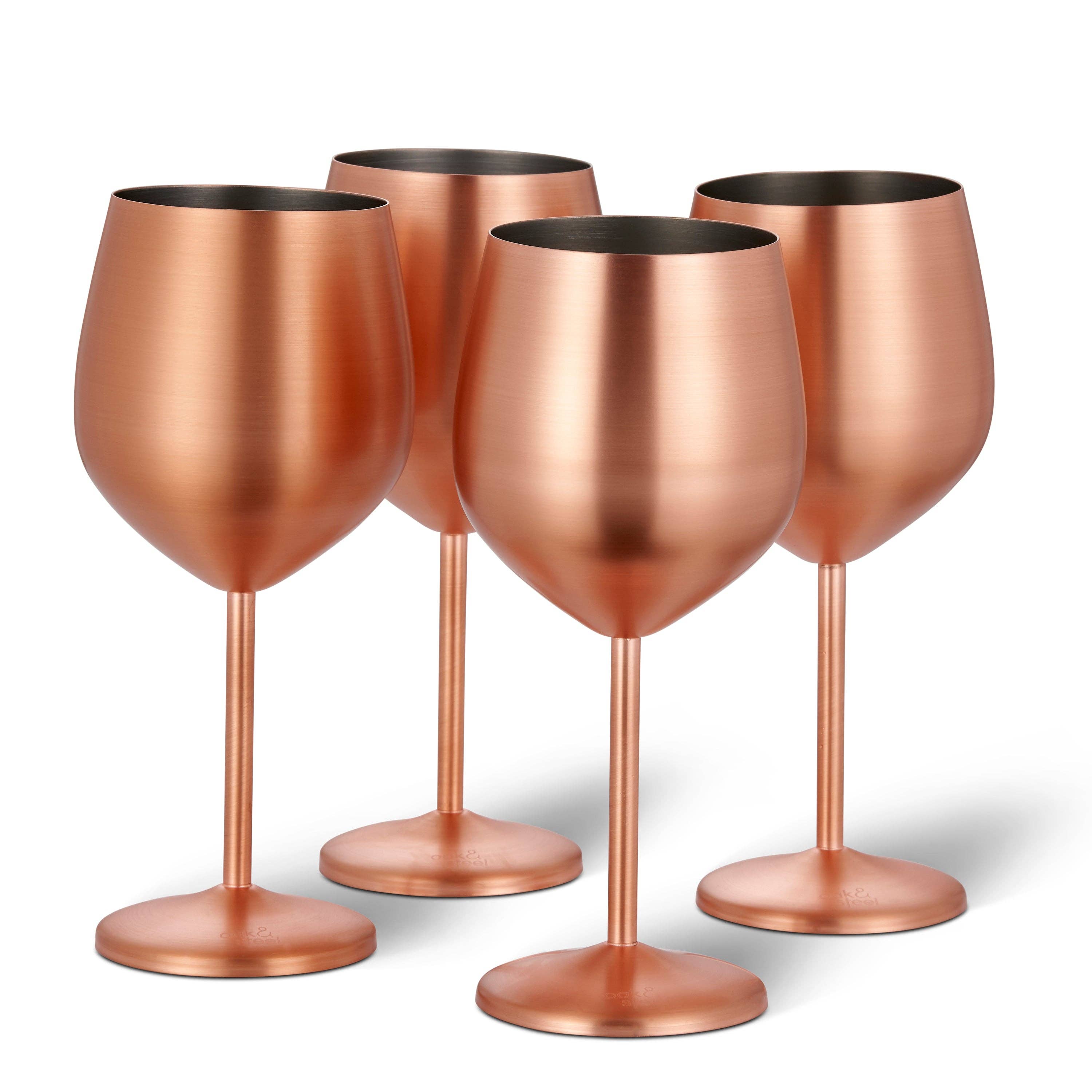 Oak & Steel - Wholesale Wine Glass - 4 Matte Rose Gold Wine Glasses2