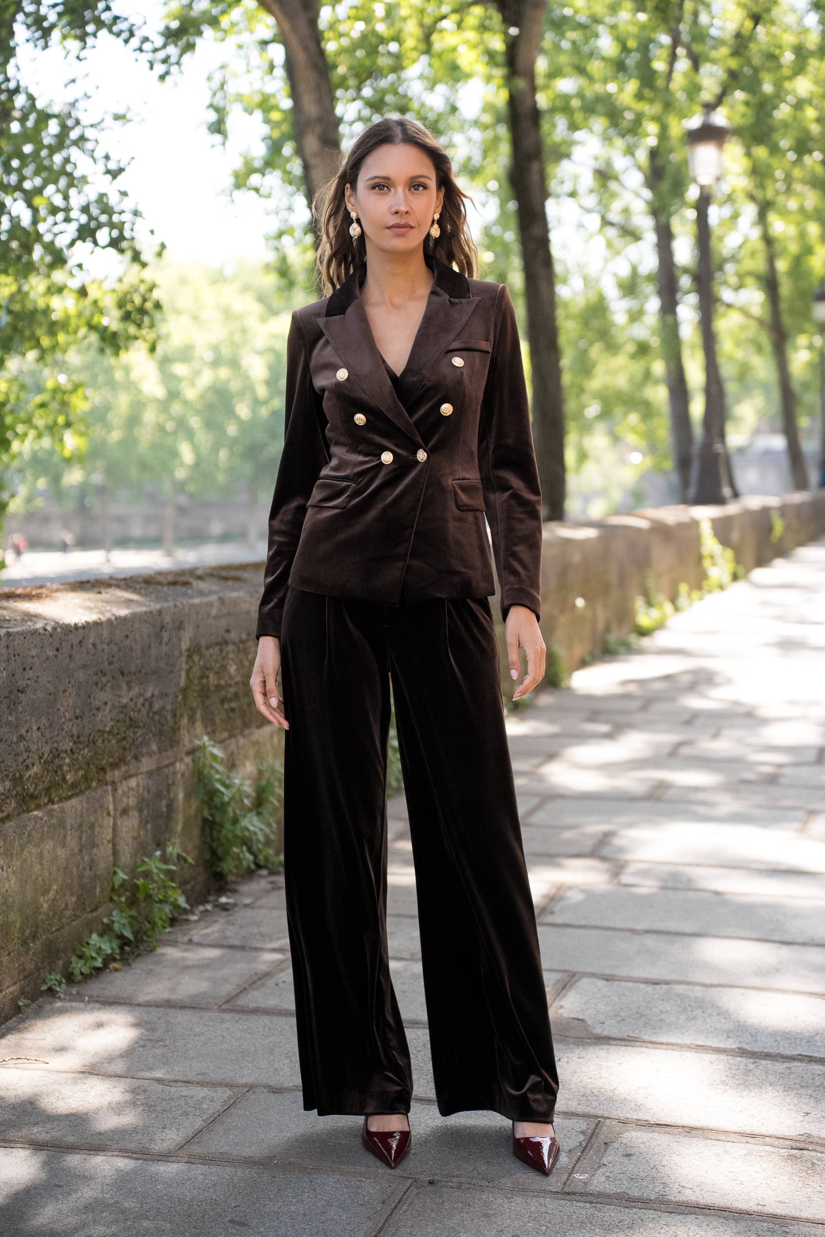 Attentif Paris - Venta al por mayor Chaqueta - Mujer - Chaqueta de terciopelo entallada con botones dorados dobles62