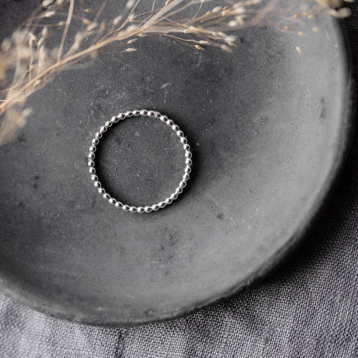 Bobbly Silver Stacking Ring for wholesale by Anna Calvert Jewellery