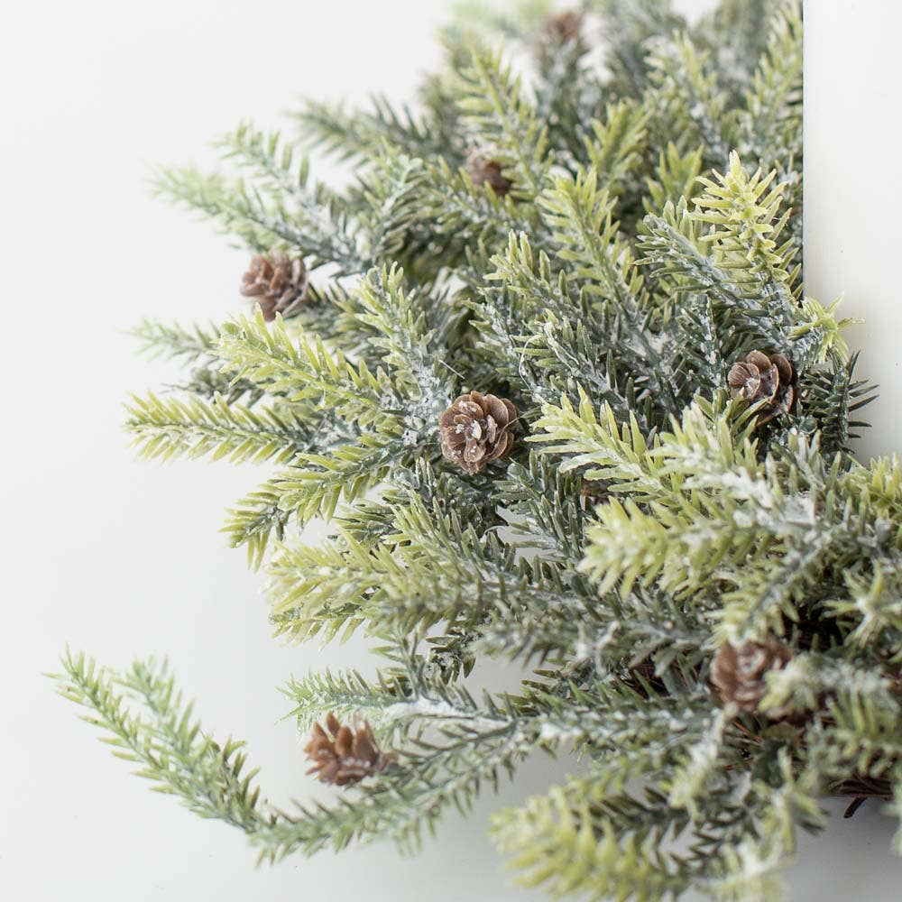 Factory Direct Craft - Wholesale Candle Holder - 12" Frosted Artificial Pine Candle Ring2