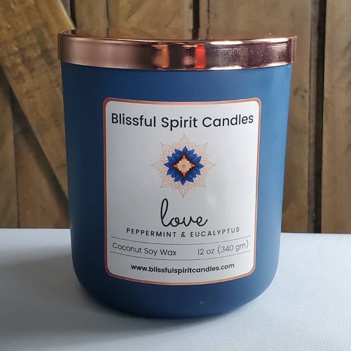 Blissful Spirit Candles - Wholesale Jar/Filled Candle - Love - Coconut Soy Wax, Wooden Wick with Genuine Crystals0