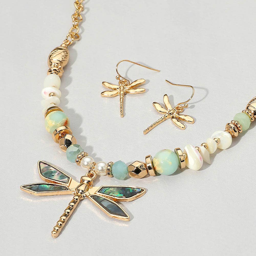 Sensibling Corp. – wholesale Smycken – Abalone Trollslända Hänge Multi Pärlhalsband0