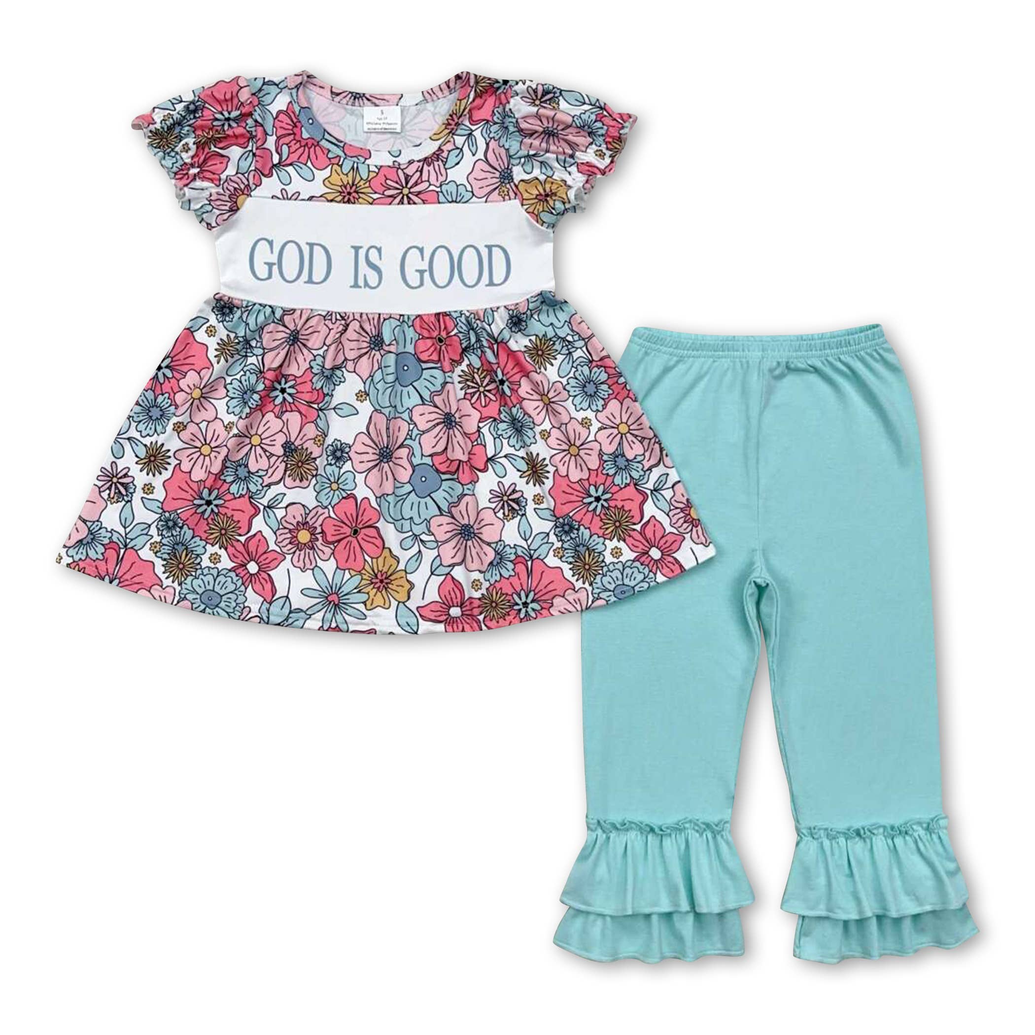 Yawoo Garments - Wholesale Dress - Kids - God is good short sleeves floral baby girls dresses1