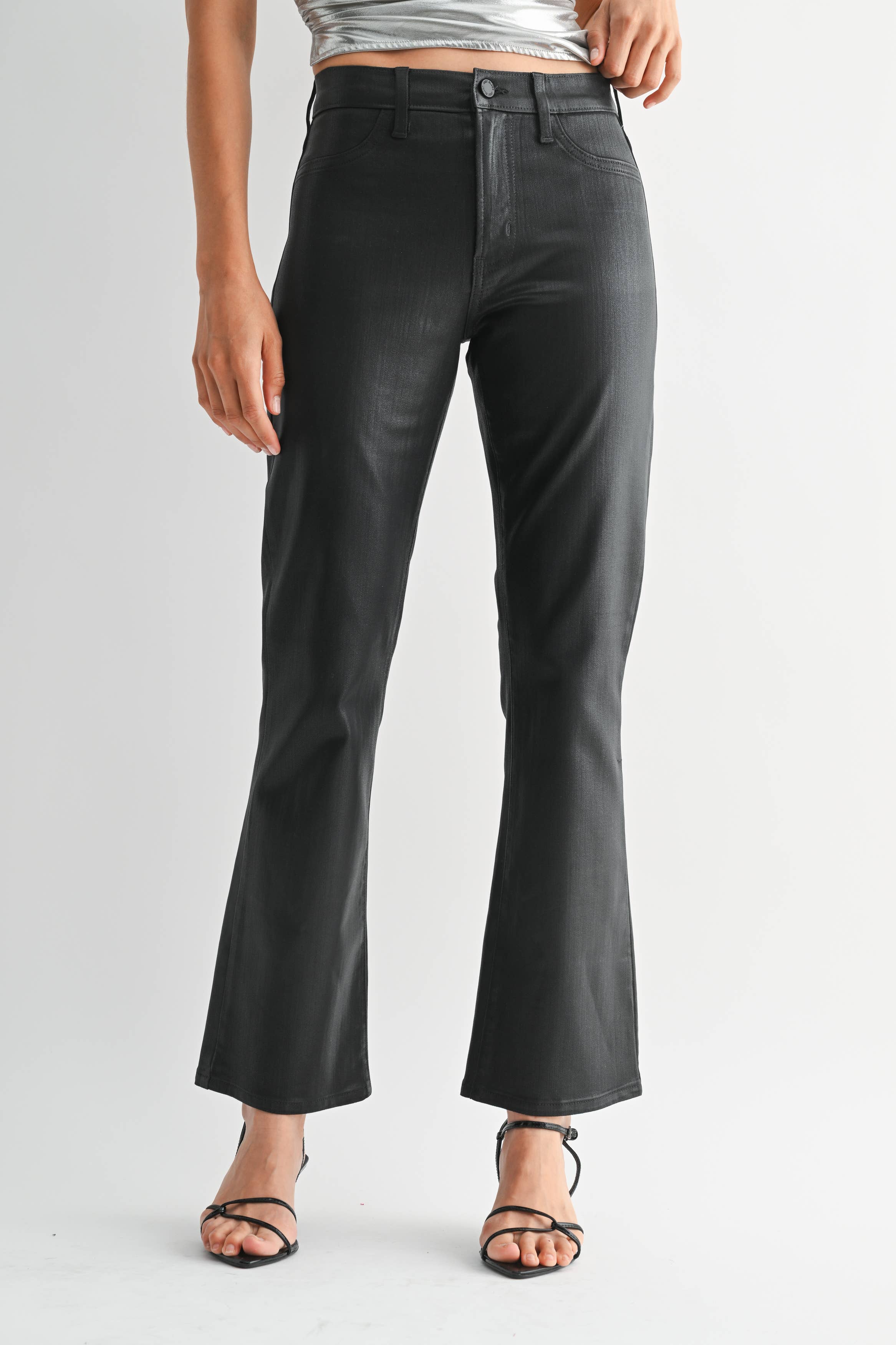 JUST BLACK DENIM – Engroshandel Jeans - Dame – BP459J-C - BELAGT SORT - Slim Cropped Bootcut0