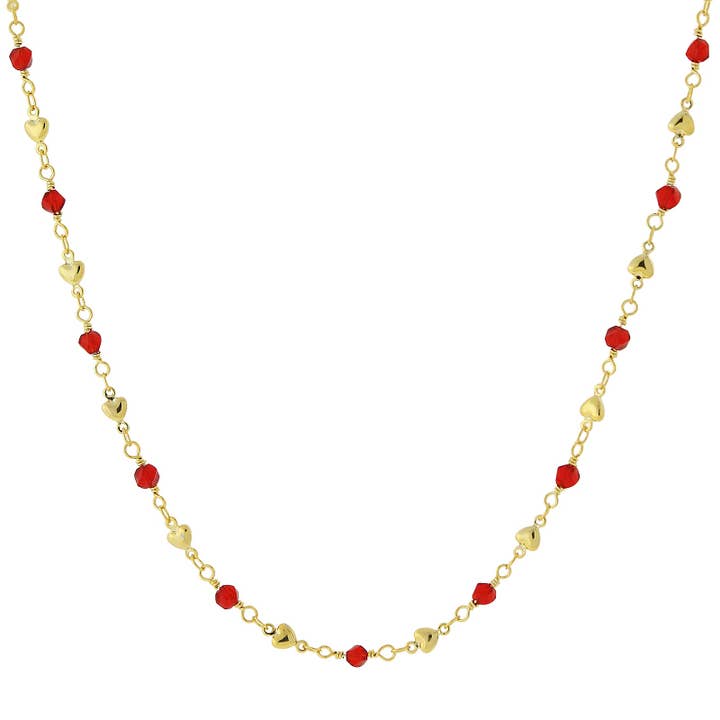 1928 Jewelry Red Bead And Heart Chain Necklace 16" + 3" Exte for wholesale by 1928 Jewelry