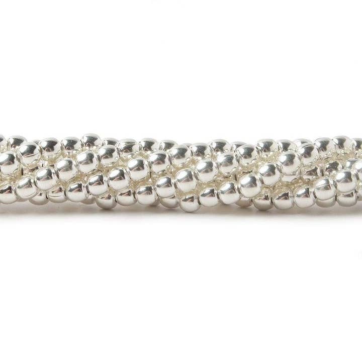 3mm Sterling Silver Plain Round 8 inch 68 beads for wholesale by Beads of Cambay