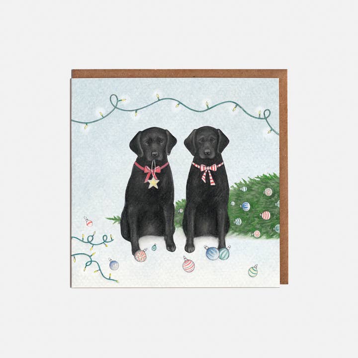 Labrador Dog Christmas Card - Blank for wholesale by Lottie Murphy