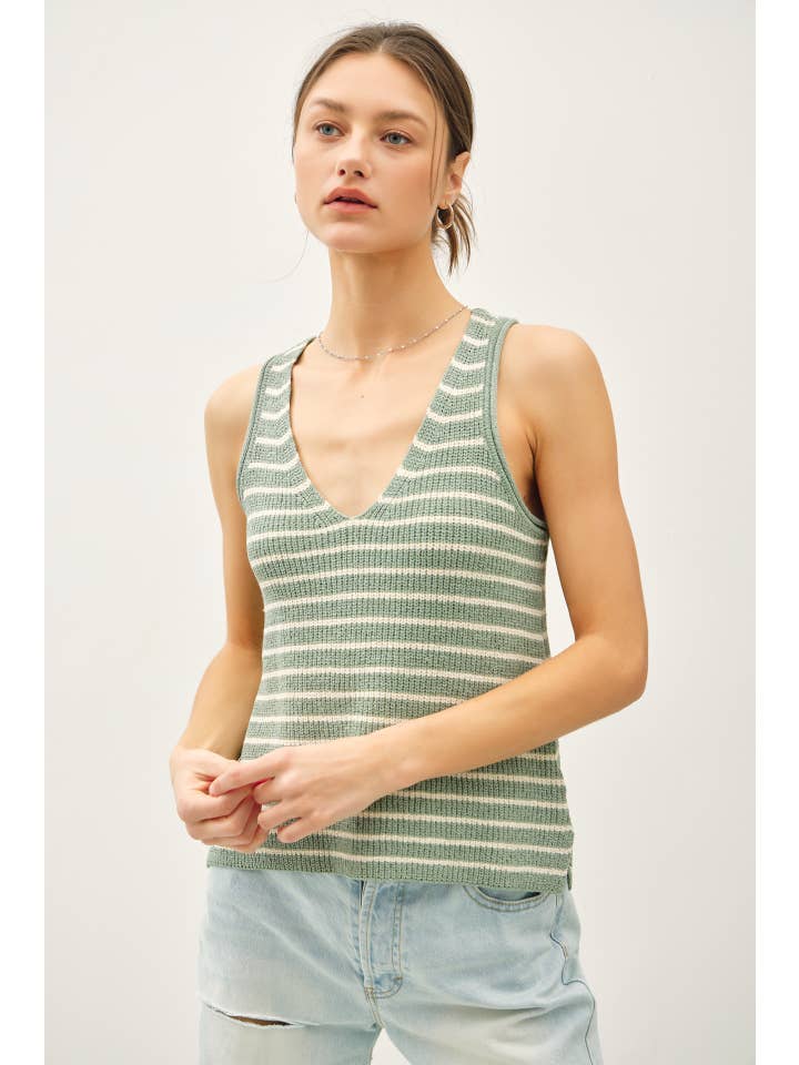 Be Cool - Wholesale Tank Top - Women's - STRIPED SWEATER TANK