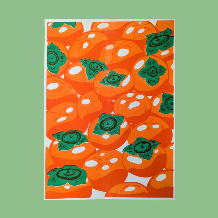 Impression Risograph de kakis | 10"x13,5"~ pour la vente par Christina Hu