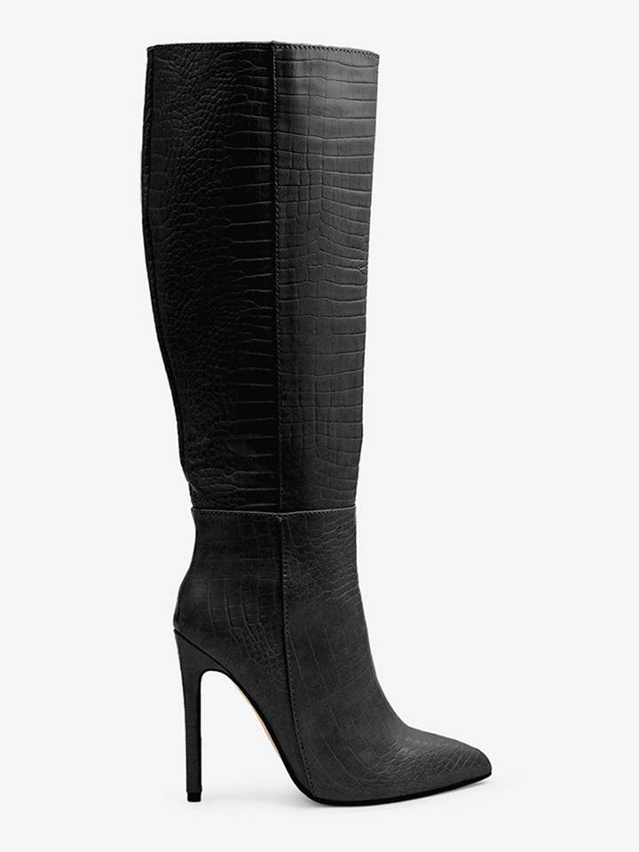 Lemonade Shoes - Wholesale Boots – Women’s - ROSE - Under the Knee Crocodile Stiletto Boots