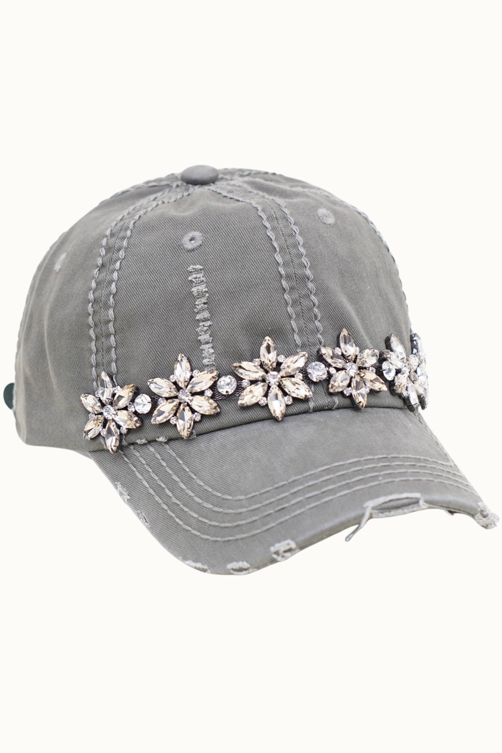 Olive & Pique – Großhandel Basecap – Damen – Verzierte Bling-Glitz Cap mit Used-Look, verstellbar4