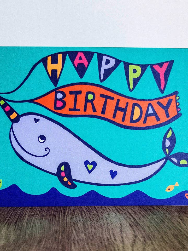 Carte d'anniversaire narval pour la vente par Lunar Apple