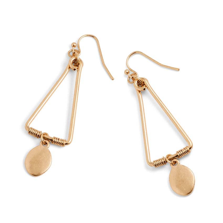 Whispers - Wholesale Dangle Earrings - Gold Dangle Triangle Earrings