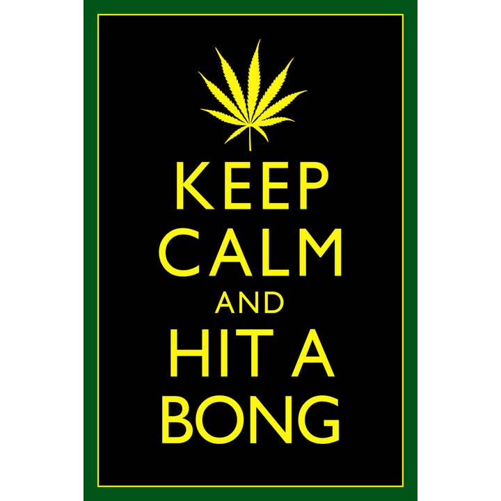 Marijuana Gardez votre calme et tapez un bang Affiche noire jaune verte Jamaïque pour la vente par Gotham Gifts