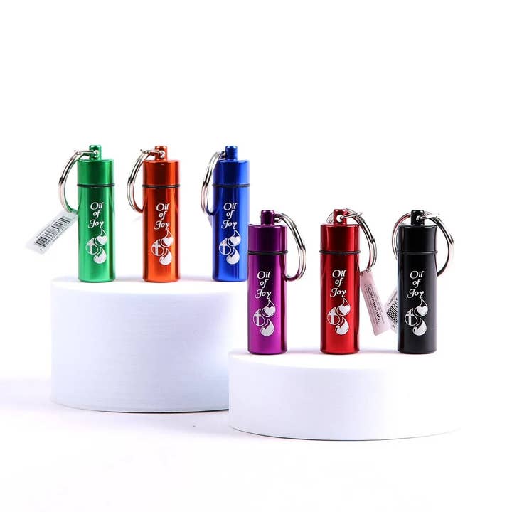 Swanson Christian Products - Wholesale Keychain - Unisex - Key Ring Oil Of Joy Vial - 2.5 Inch Large - Pack of 6