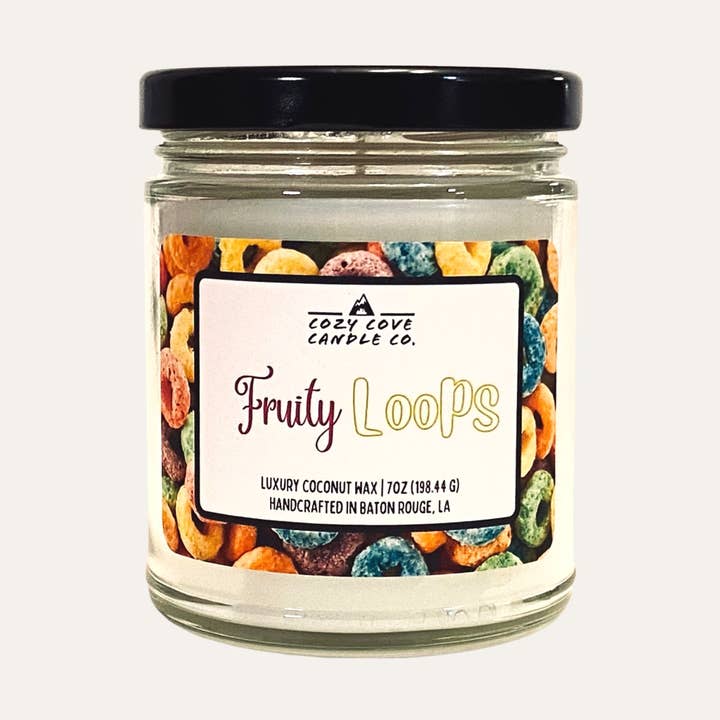 Fruity Loops | Vela de cera de coco de lujo 7 oz. para venta al por mayor de Cozy Cove Candle Co LLC