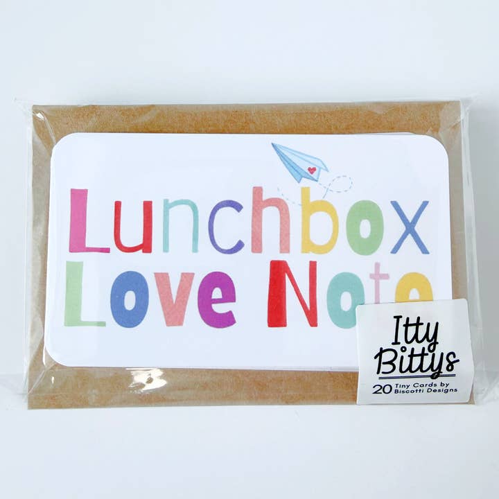 Lunchbox Love Notes - Itty Bitty 20 Mini Card Set for wholesale by Biscotti Designs