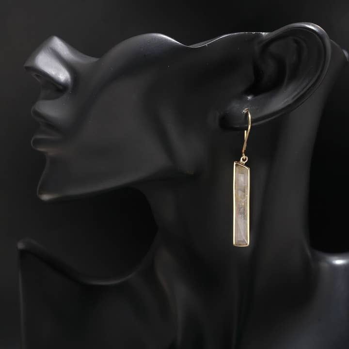 AG 925 JEWELLERY - Wholesale Dangle Earrings - Designer Brass Dangle Earrings with Smoky Quartz3