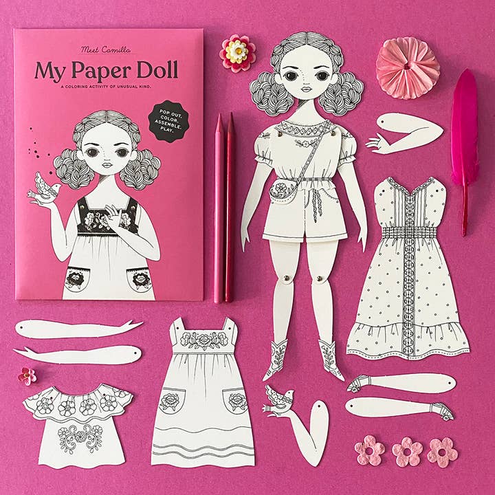 Of Unusual Kind - Wholesale DIY Craft Kit - Kids - CAMILLA COLORING PAPER DOLL KIT