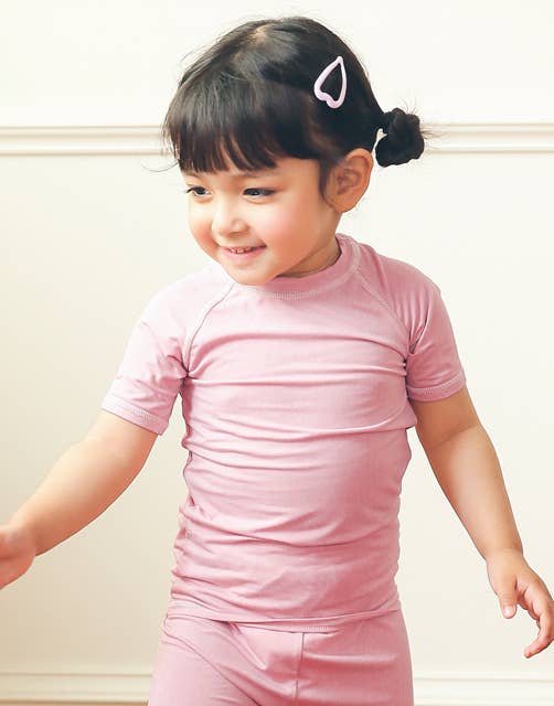Berry Pink Bamboo Stitch Short Sleeve PJs for wholesale on Faire5