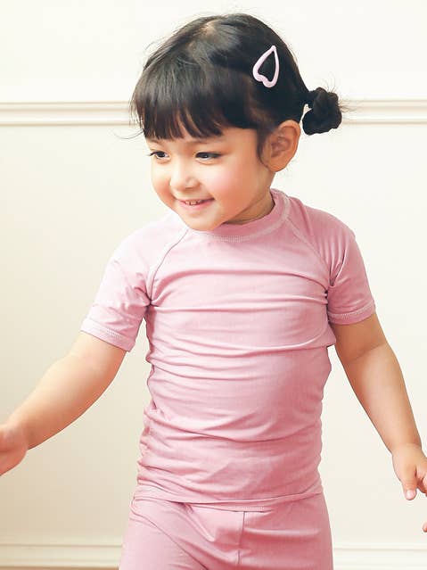 Berry Pink Bamboo Stitch Short Sleeve PJs for wholesale on Faire5