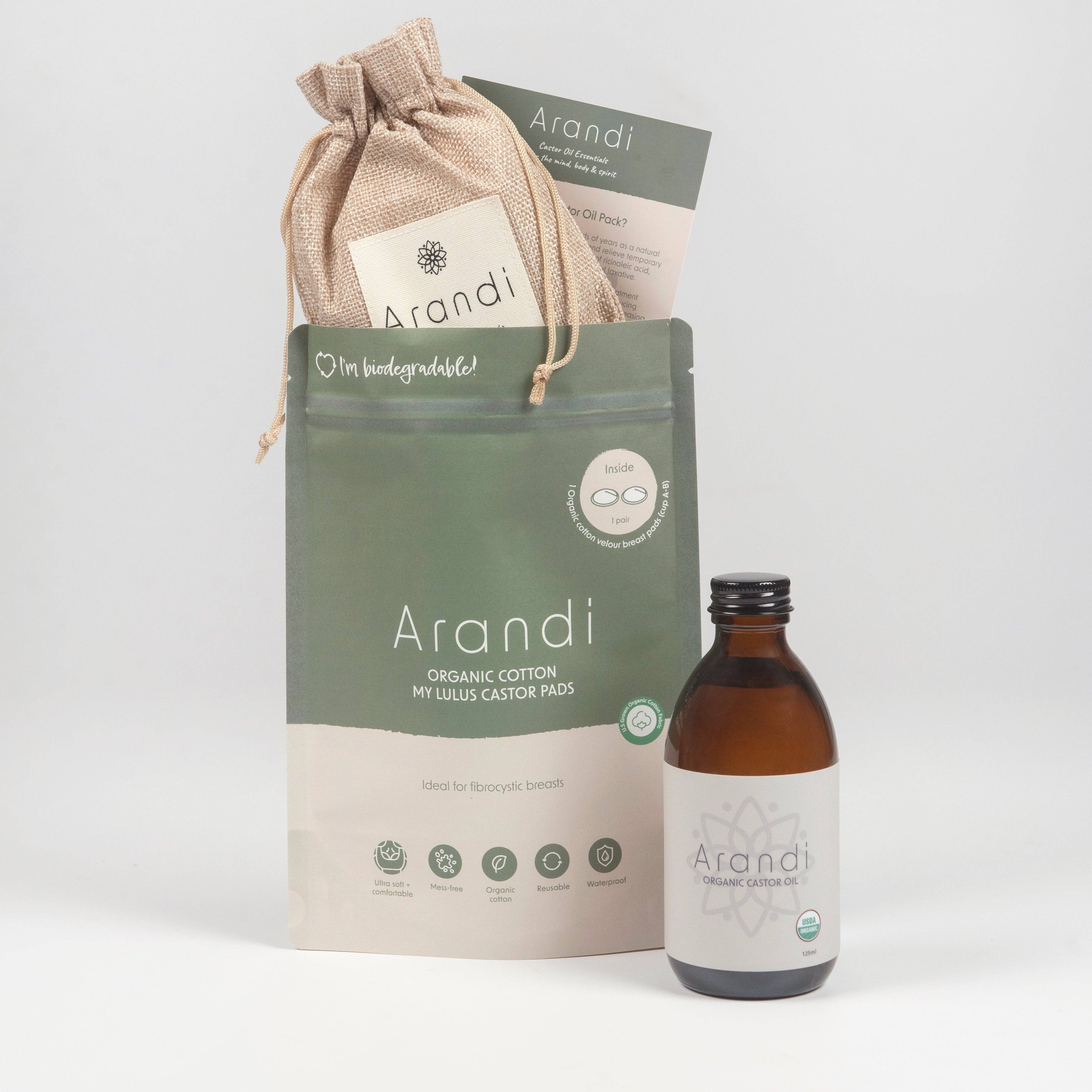 Arandi Breast Pack Bundle (Pads + 250ml Castor Oil) for wholesale by Arandi LLC
