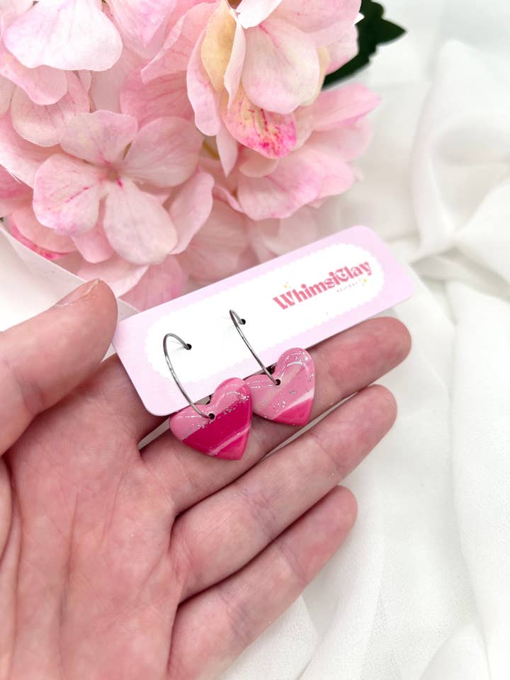 Marble Heart Hoops for wholesale by Whimsically Designs