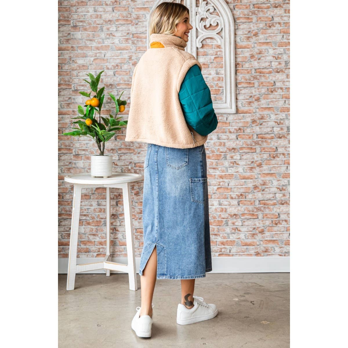 Veveret - Wholesale Jas - Dames - Zachte fleece pullover met gewatteerde pofmouwen9