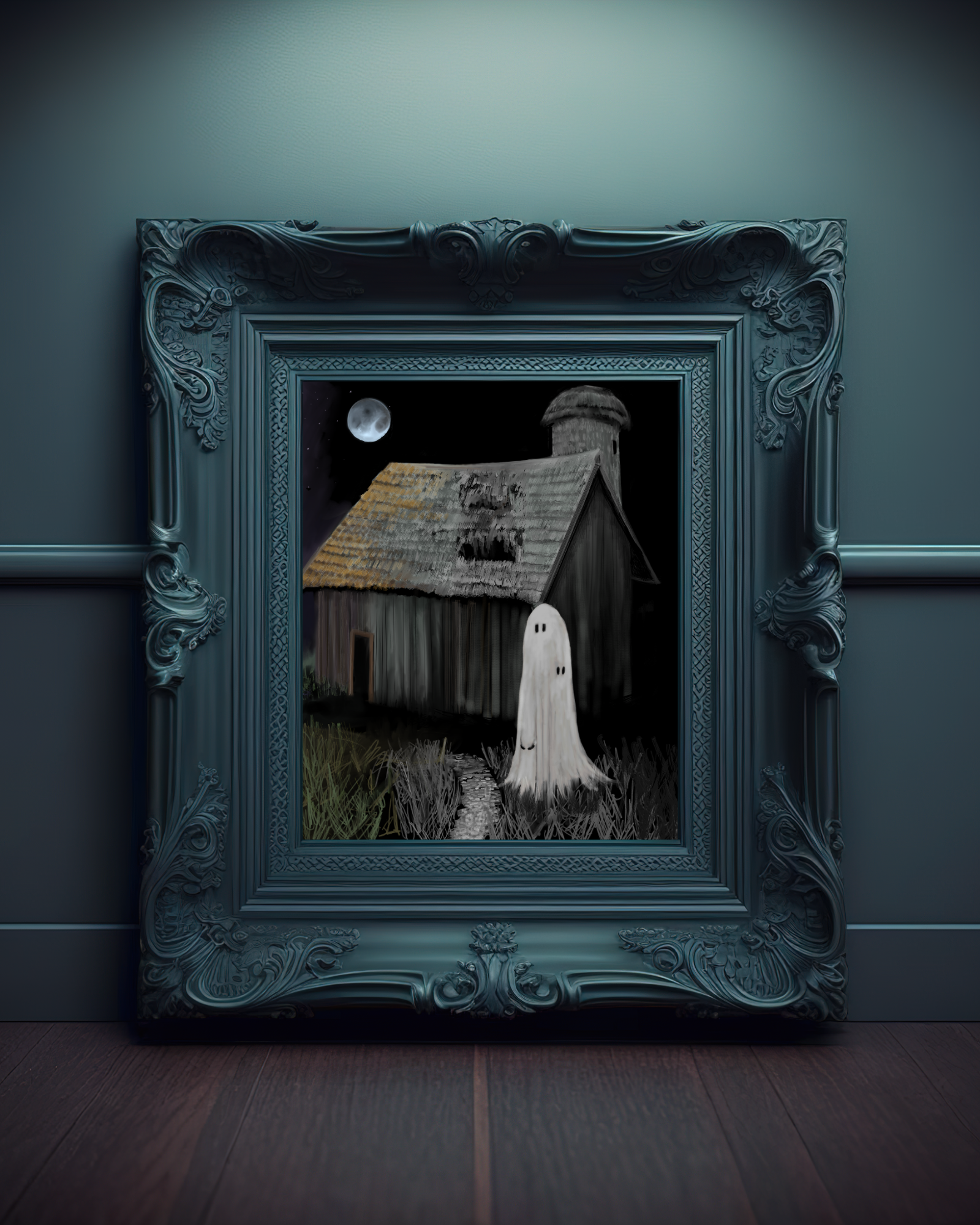 Signum Somnia - Vente Affiche d'art - Impression artistique de la grange hantée, art fantôme effrayant, gothique, art noir4