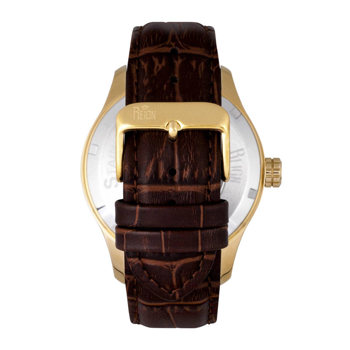 Reign - Wholesale Polshorloge - Heren - Reign Bhutan automatisch horloge met leren band en datumsubwijzer15