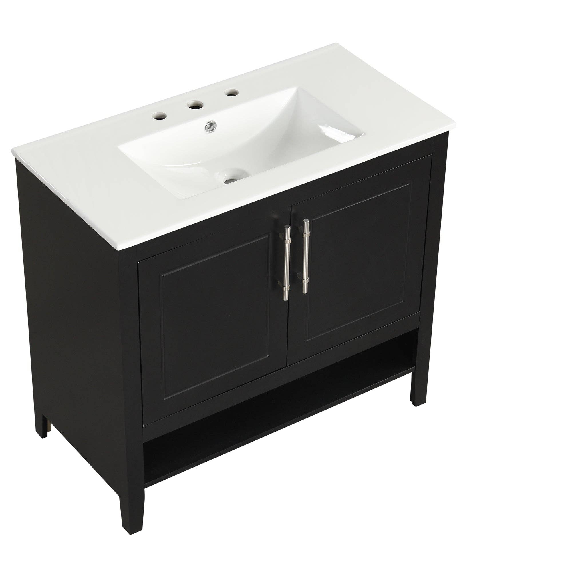 Orange County Decor - Wholesale Cabinet - 36" Bathroom Vanity With Sink, Multi Functional Bathroom Cabinet With Doors And Drawers, Mdf Frame And Mdf Board, Black Black Solid Wood Mdf24