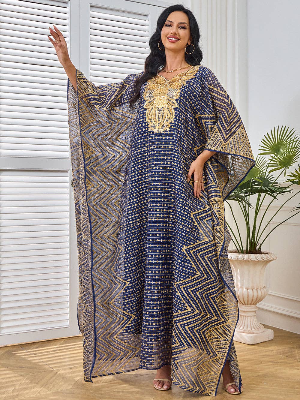 Blue 2025 NEW Dubai Abaya Dress Embroidered Elegance for wholesale on Faire10