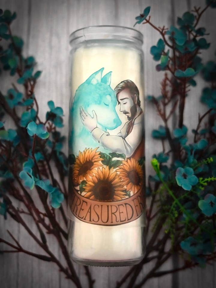 Bougie de prière et de sortilège Dog Grief Man « Treasured Friend » pour la vente par Krimson Canvas