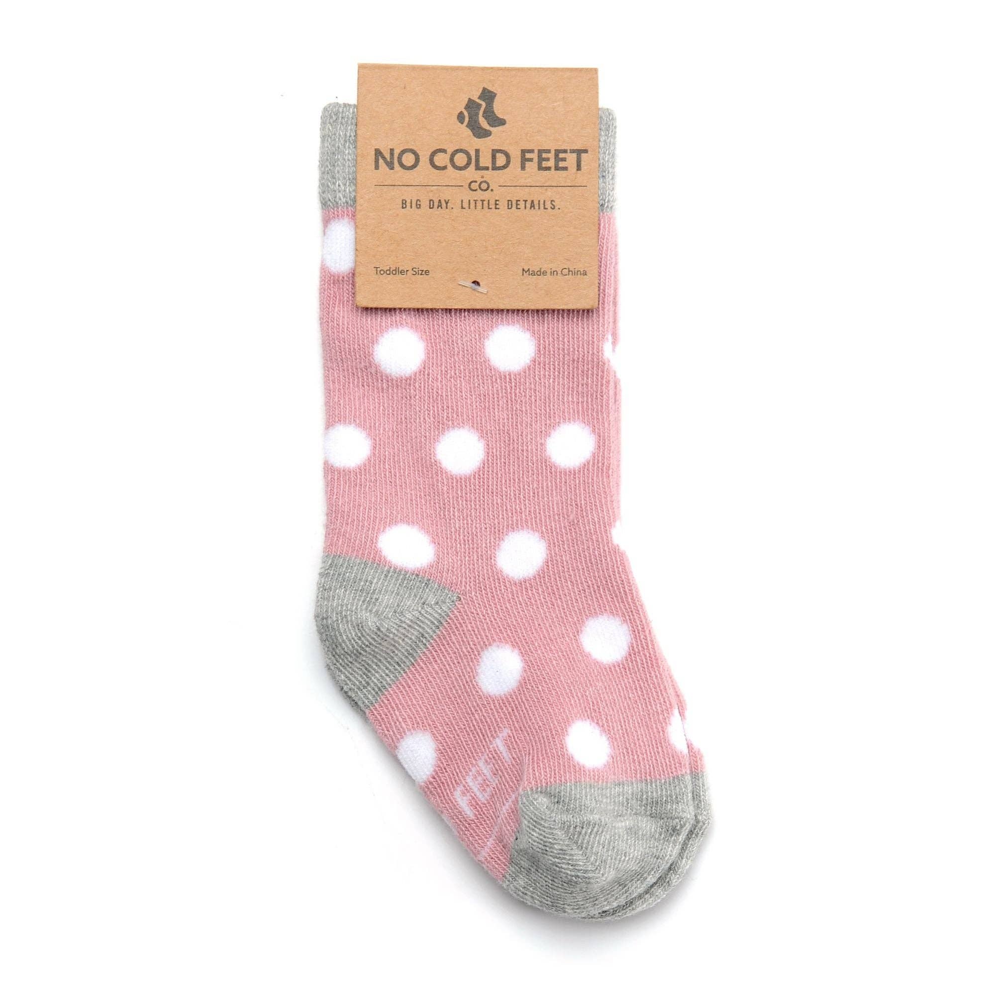 No Cold Feet - Wholesale Socks - Kids - Dusty Rose with White Polka Dot Toddler Socks1