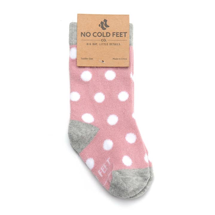 No Cold Feet - Wholesale Socks - Kids - Dusty Rose with White Polka Dot Toddler Socks1
