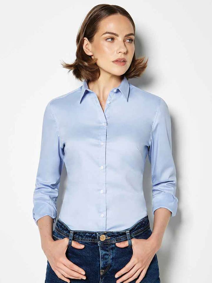 Pierre Francis – wholesale Buttoned-down shirt – Women's – Kustom Kit Ladies Tailored Stretch Oxford Shirt Long Sleeve4