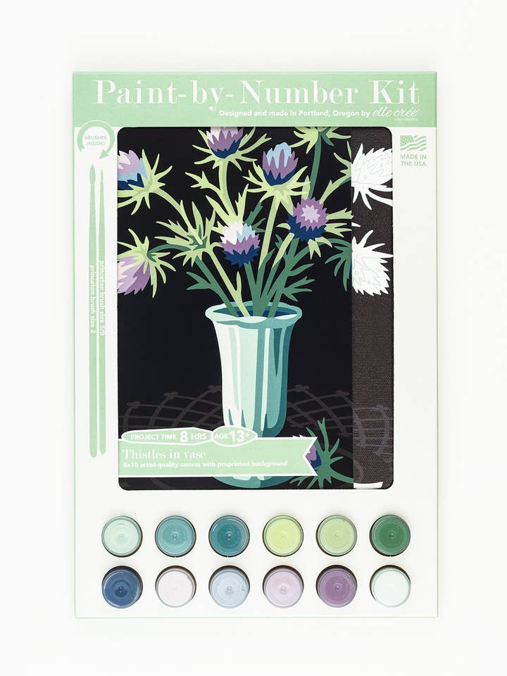 Thistles in Vase Paint-by-Number Kit for wholesale by Elle Crée (She Creates)