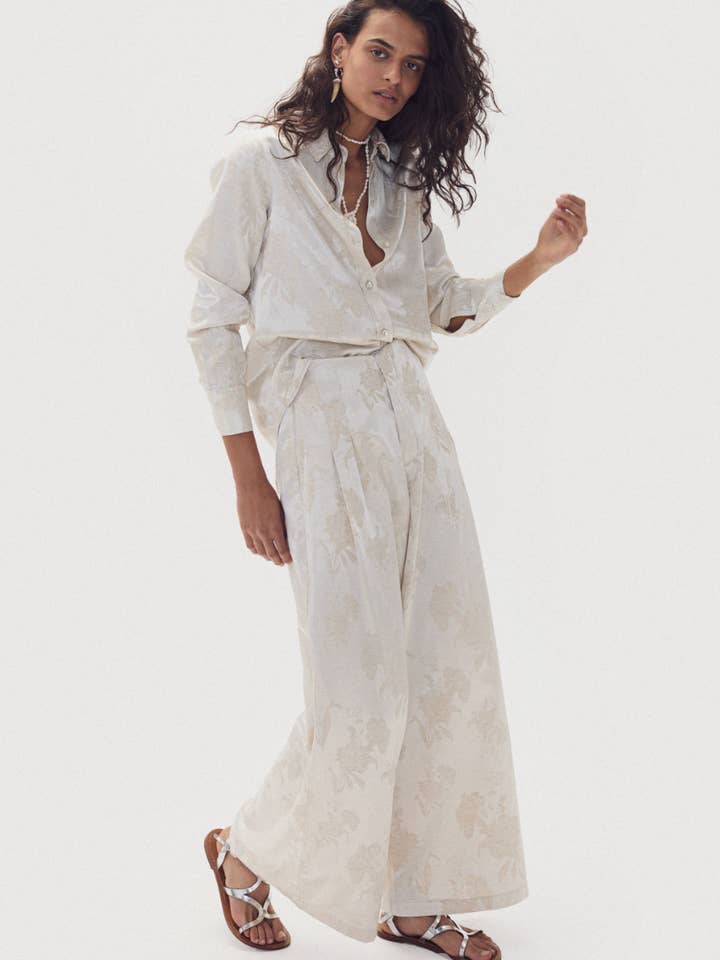 San Marino Brokadskjorta - Elfenbensfärgad Trädgård för wholesale av Lanhtropy