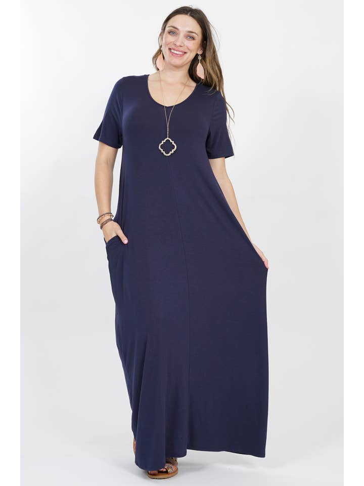 42POPS - Wholesale Dress - Women's - ",,,,..._ Plus size Maxi Dress with side-pockets
