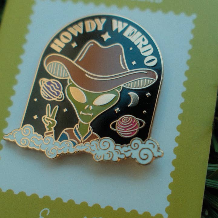 Howdy Weirdo Hard Enamel Pin for wholesale by The Doodling Nomad
